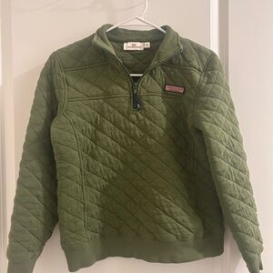 Vineyard Vines Olive Quilted Pullover